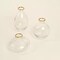 3 Clear Small Glass Flower VASES Metallic Gold Trim Table Centerpieces Party